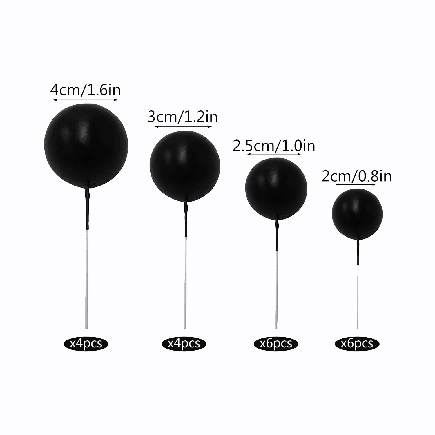 20PCS BLACK SPHERE CAKE TOPPER
