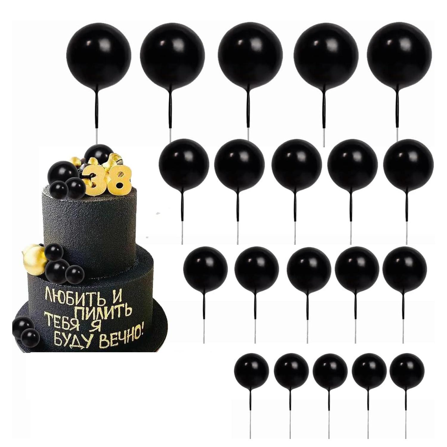 20PCS BLACK SPHERE CAKE TOPPER