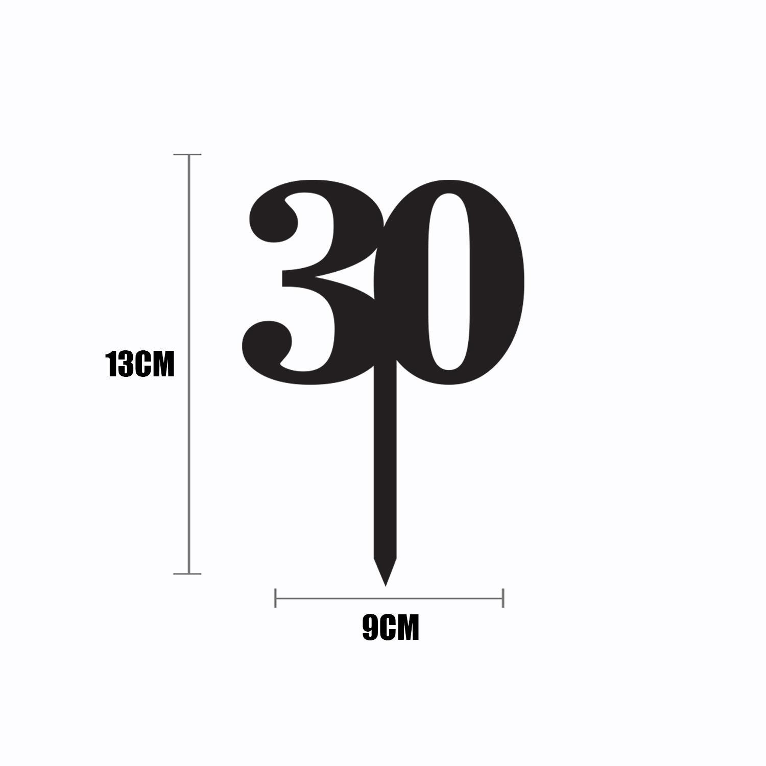 BLACK ACRYLIC NUMBER TOPPER NO 30