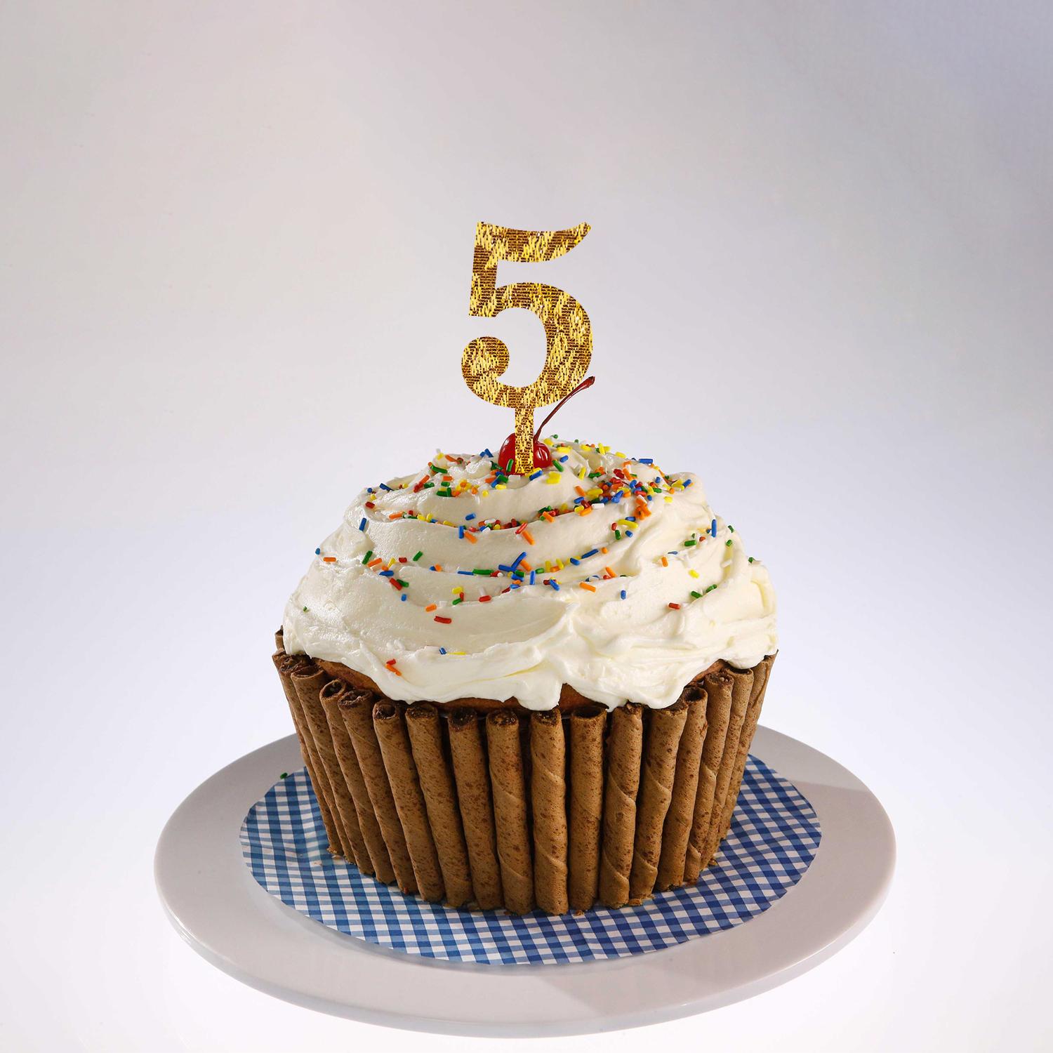 GOLD GLITTER MINI NUMBER TOPPER 5