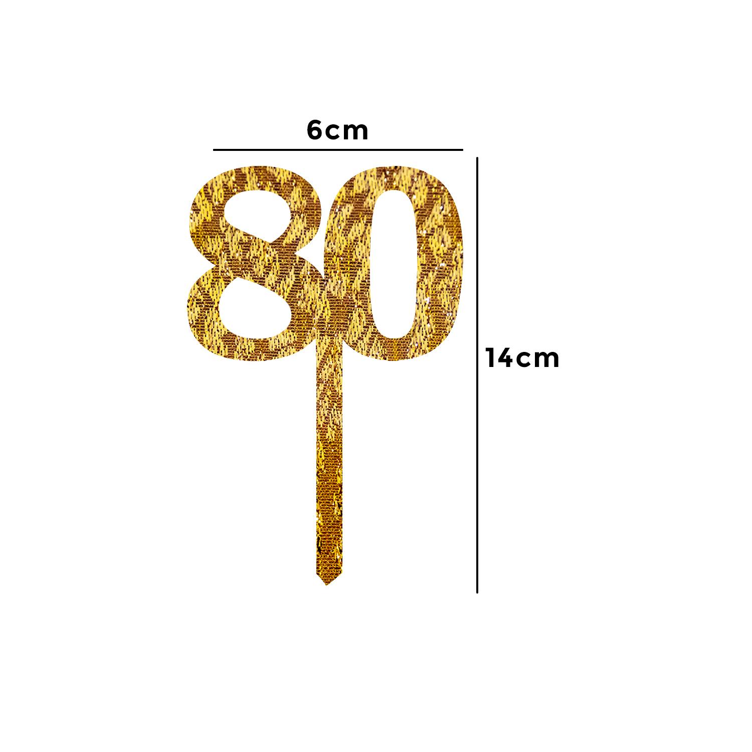 GOLD GLITTER NUMBER TOPPER NO 80