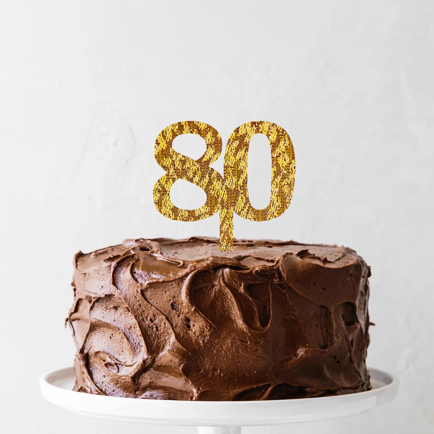 GOLD GLITTER NUMBER TOPPER NO 80