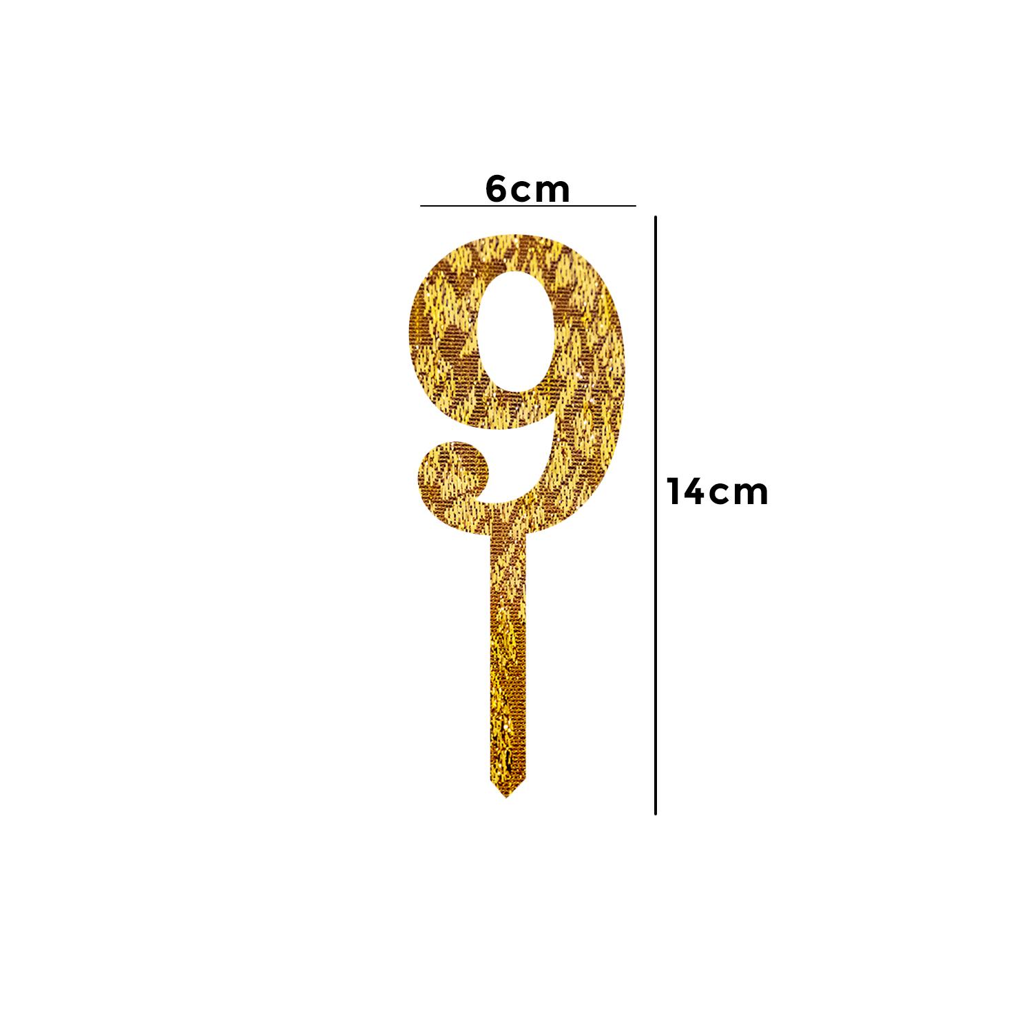 GOLD GLITTER NUMBER TOPPER NO 9