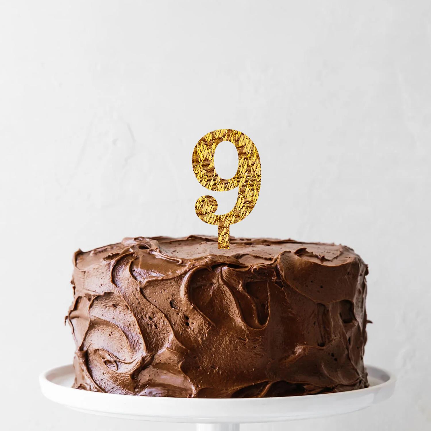 GOLD GLITTER NUMBER TOPPER NO 9