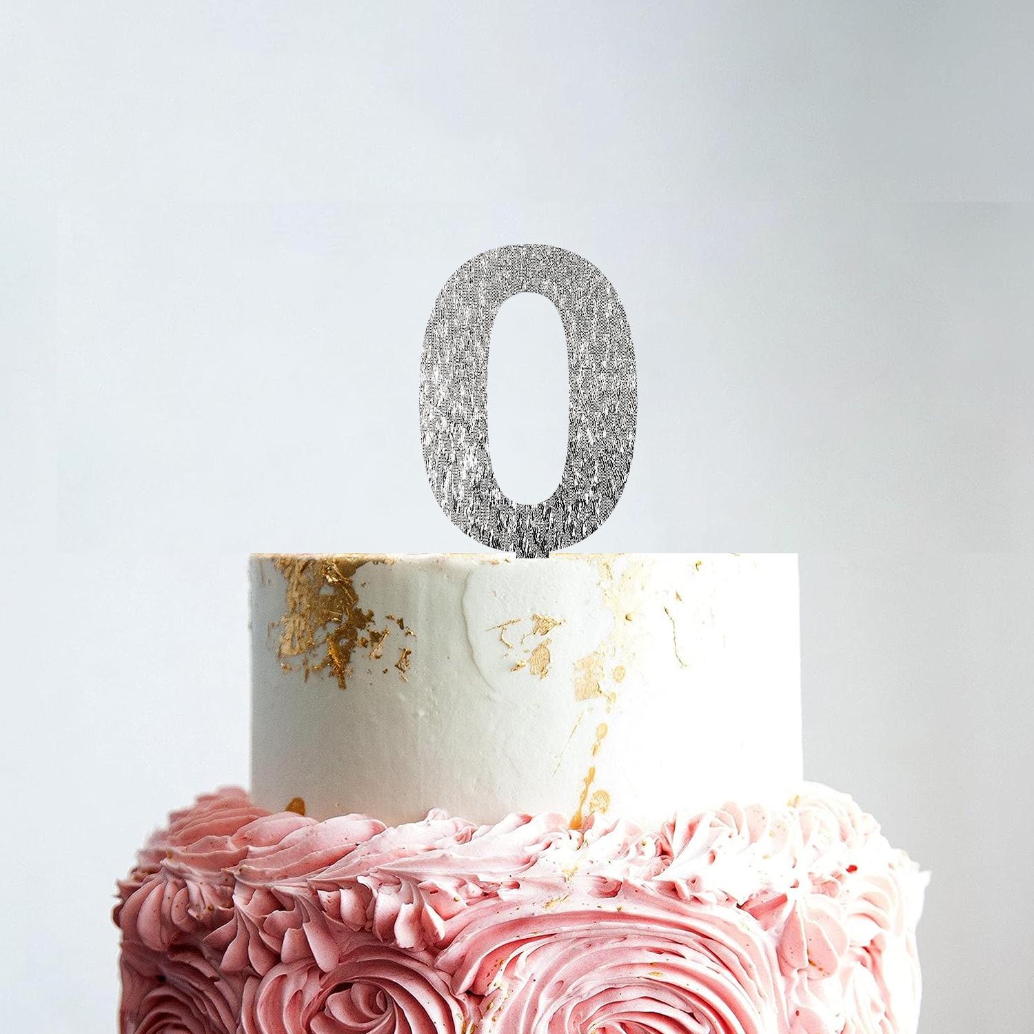 SILVER GLITTER NUMBER TOPPER NO 0