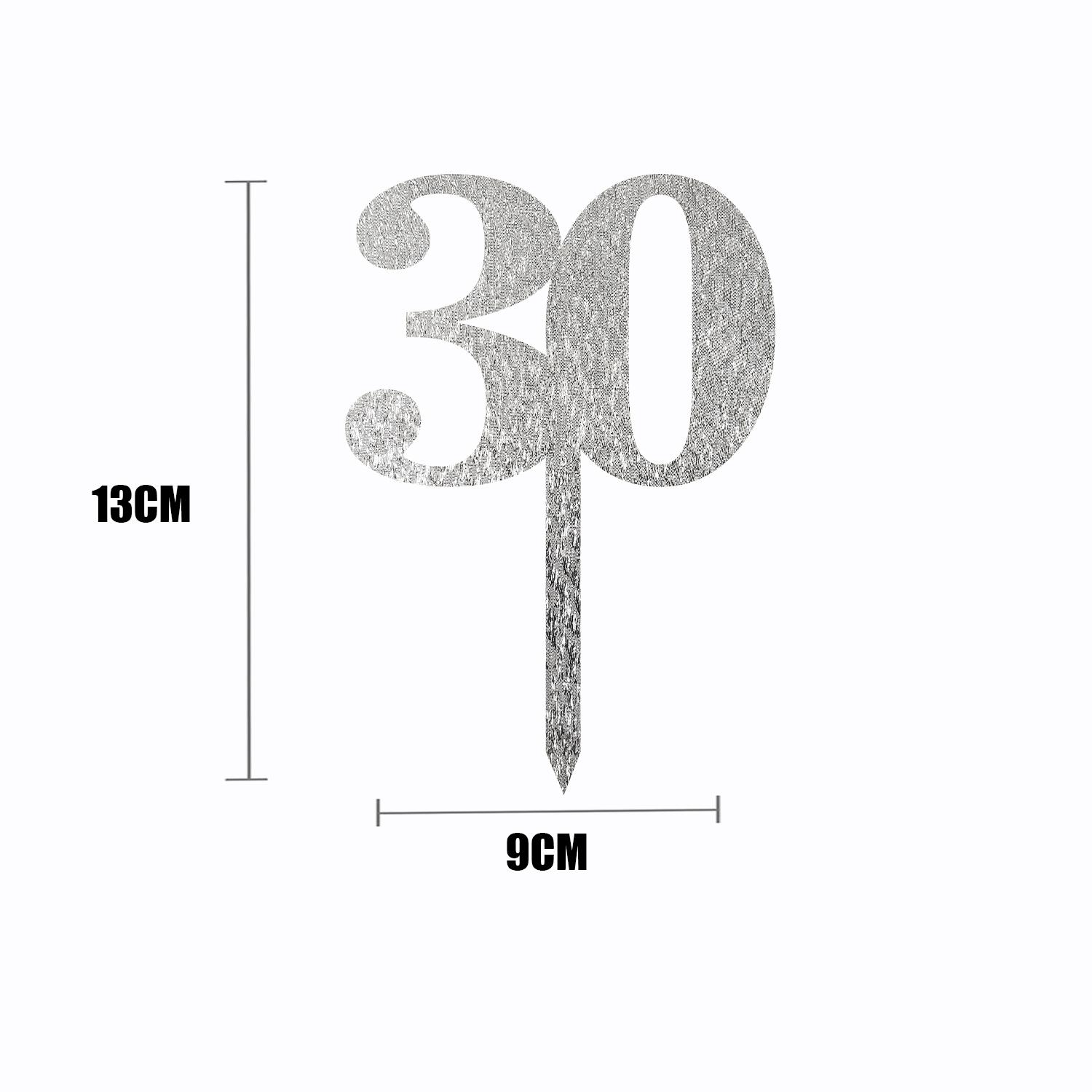 SILVER GLITTER NUMBER TOPPER NO 30