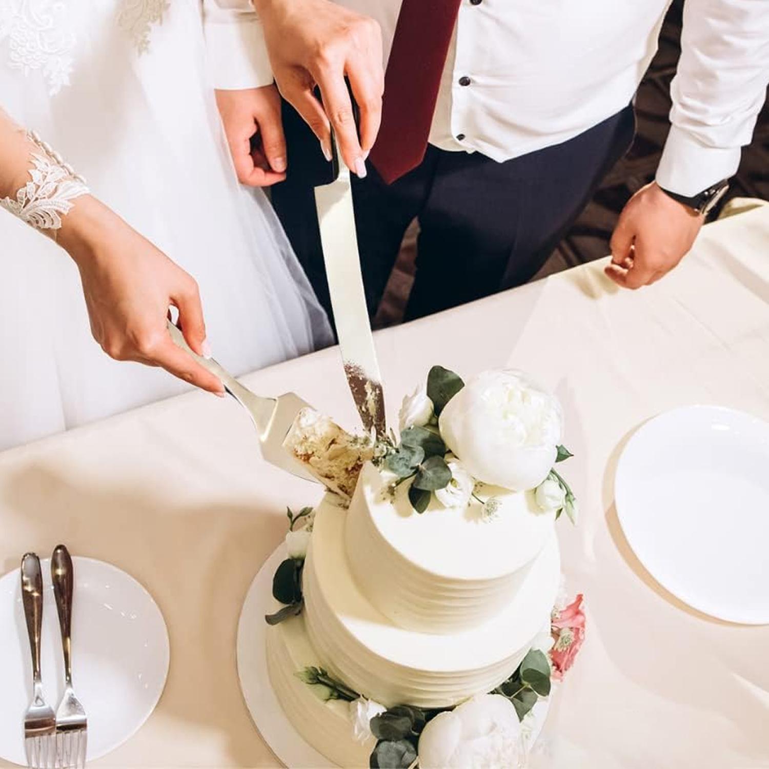 WEDDING KNIFE SERVER SET VEIL HANDLE